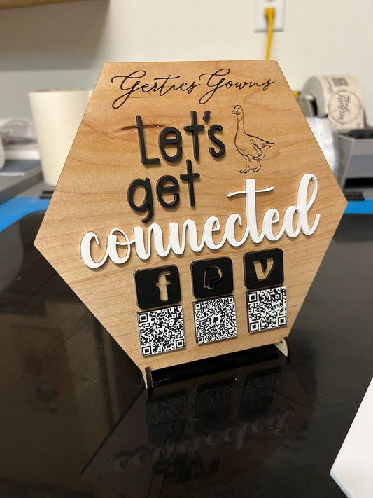 Custom QR Code Social Media Sign, Pop Up Sign, Let's Connect, Business Sign, Market Sign, Payment Sign