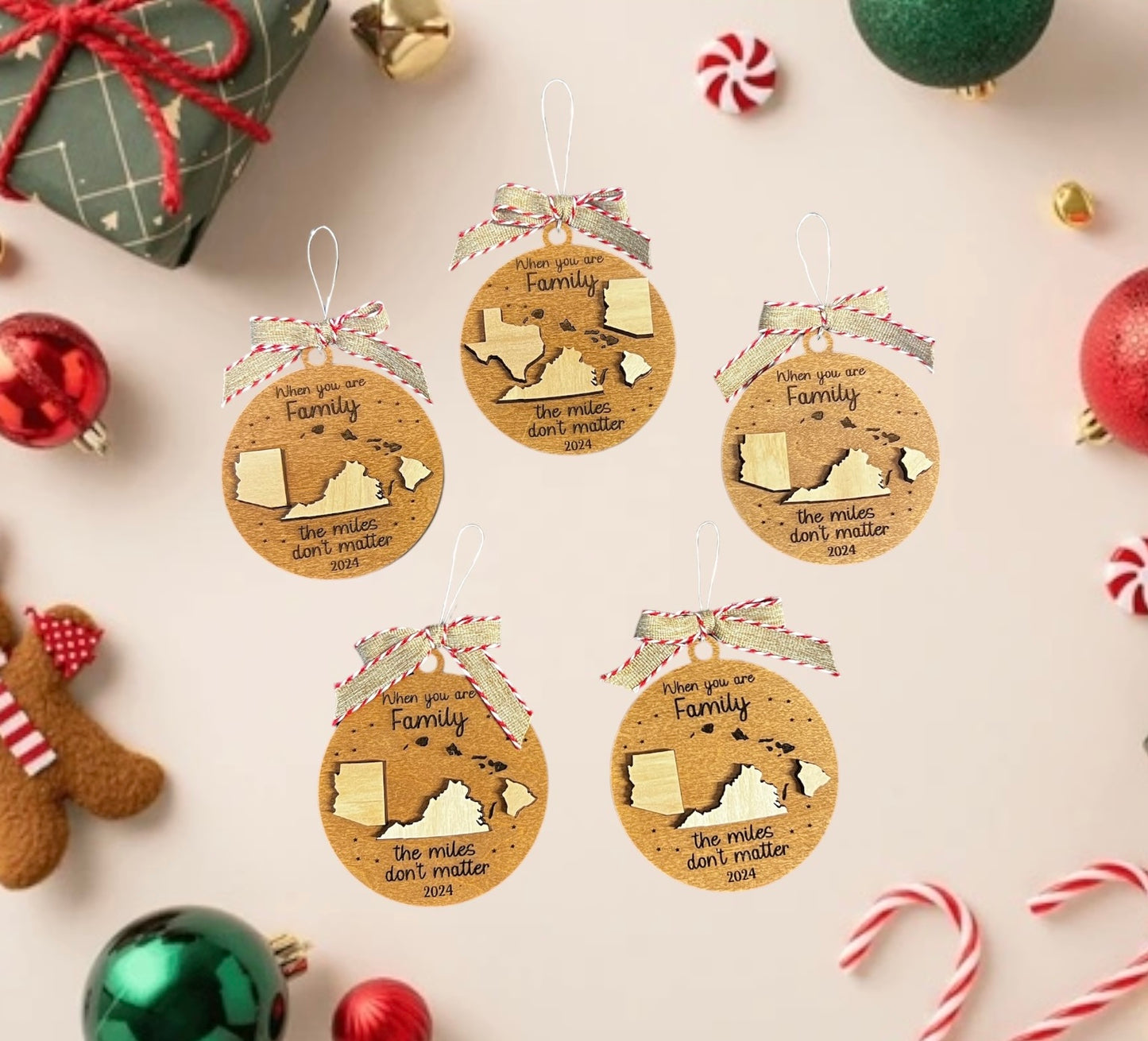 Distance Family State Ornament, Custom