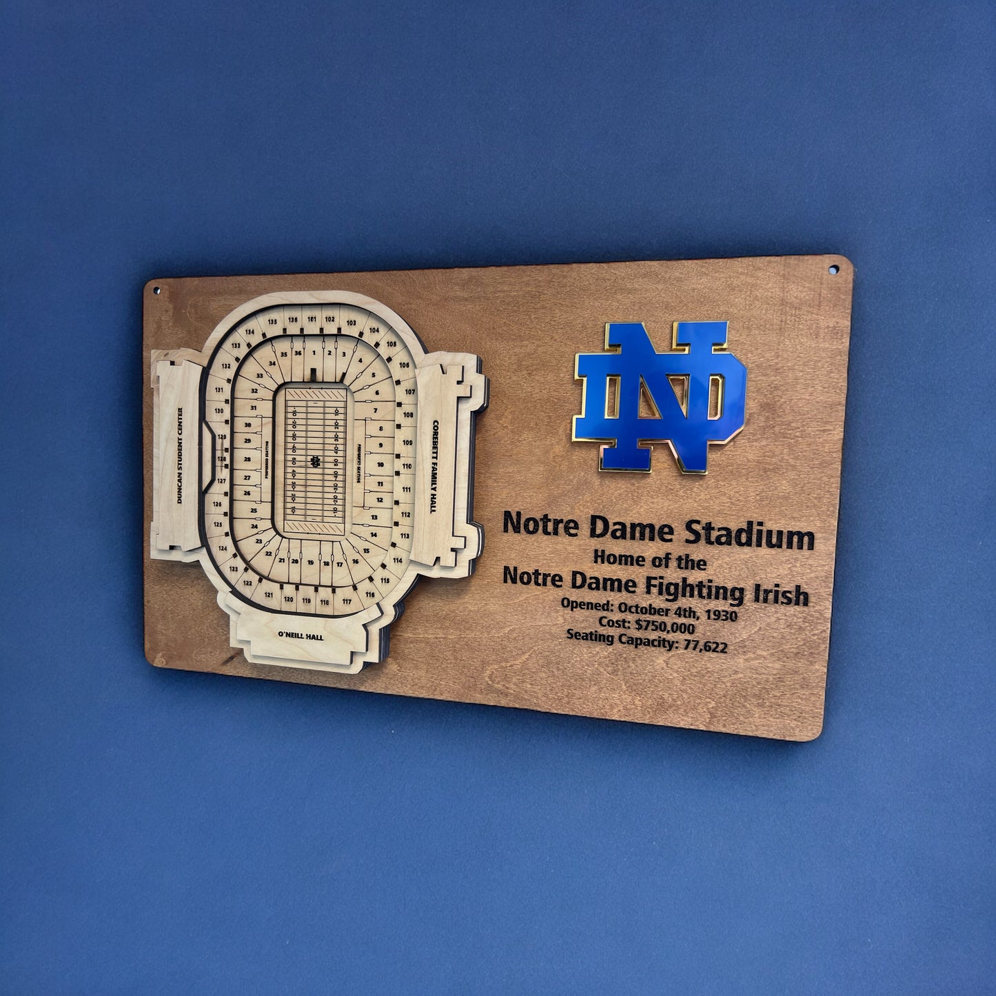 Notre Dame Stadium/Notre Dame Fighting Irish Layered Wooden Display 3d Art