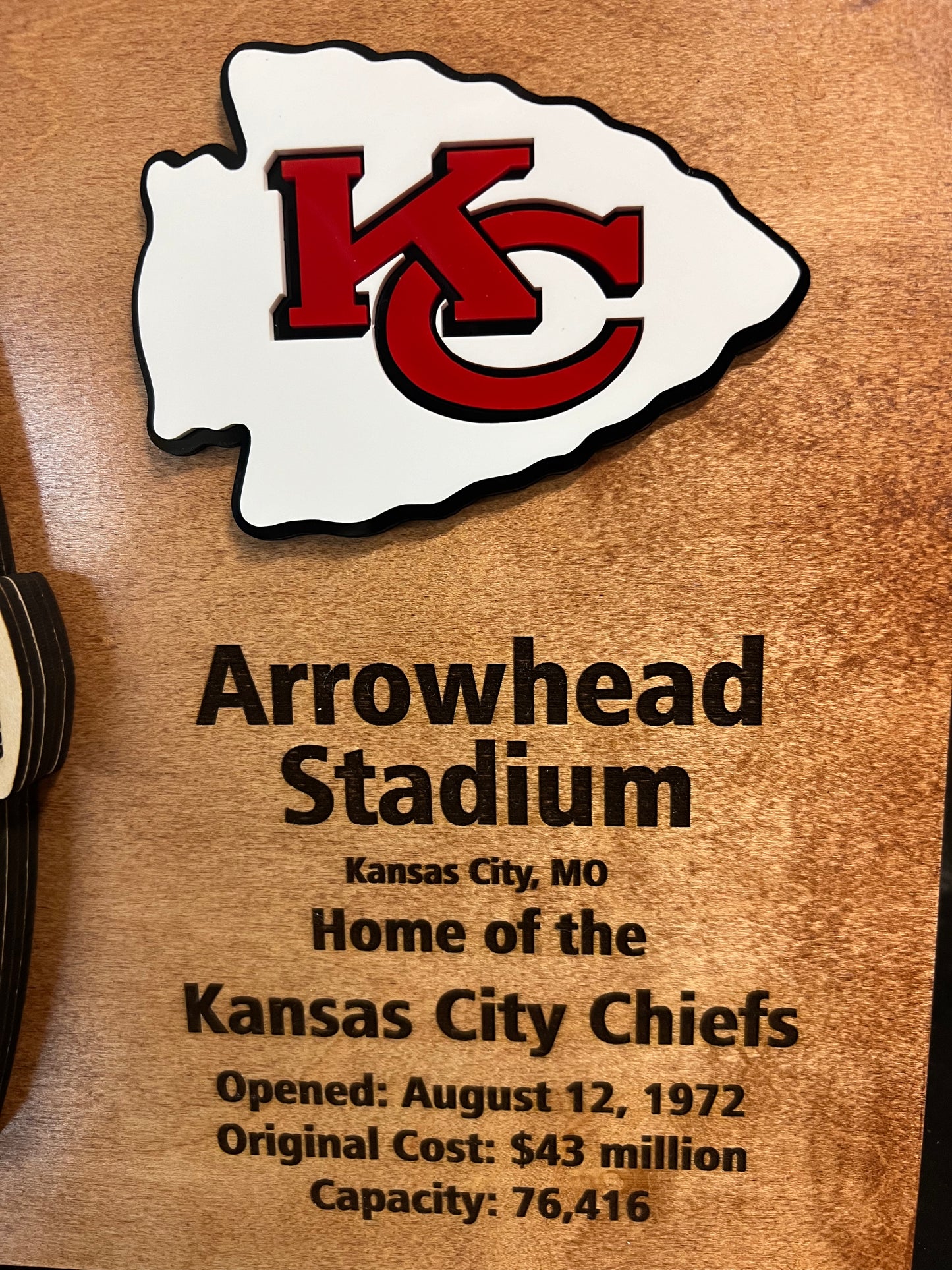 Arrowhead Display/Kansas City Stadium Wooden Layered Display Art