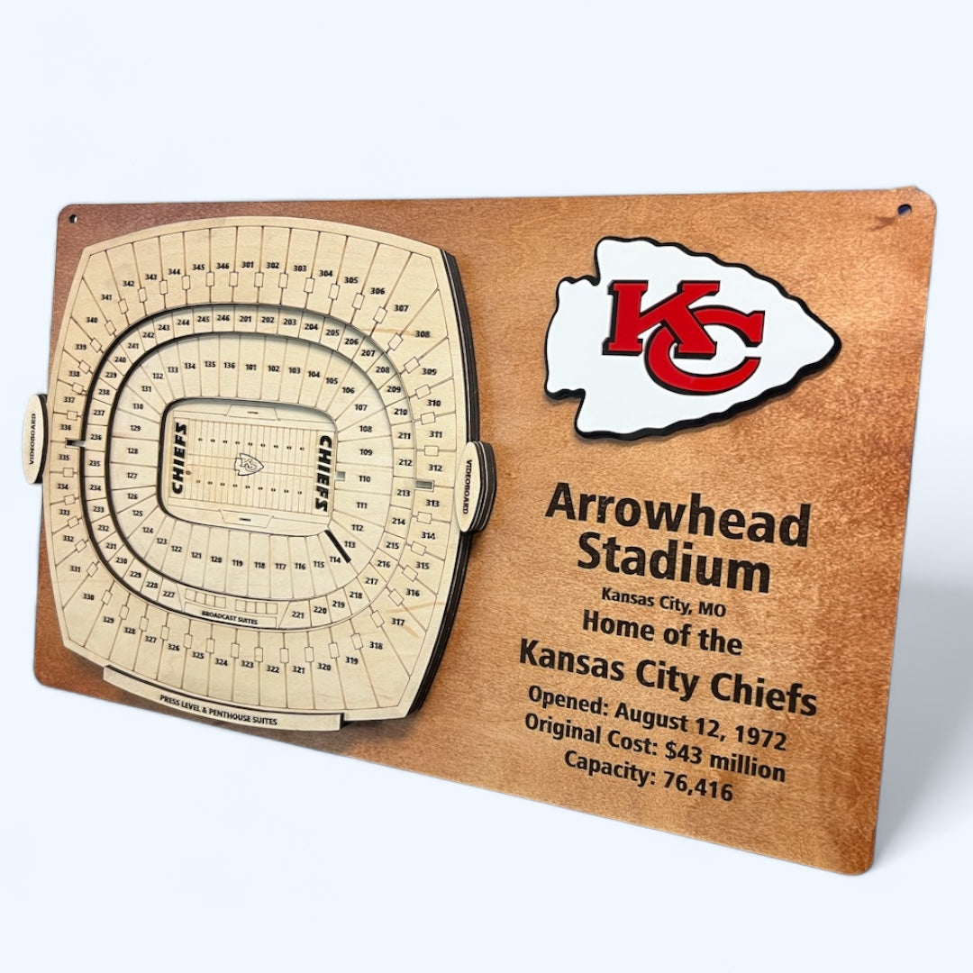 Arrowhead Display/Kansas City Stadium Wooden Layered Display Art