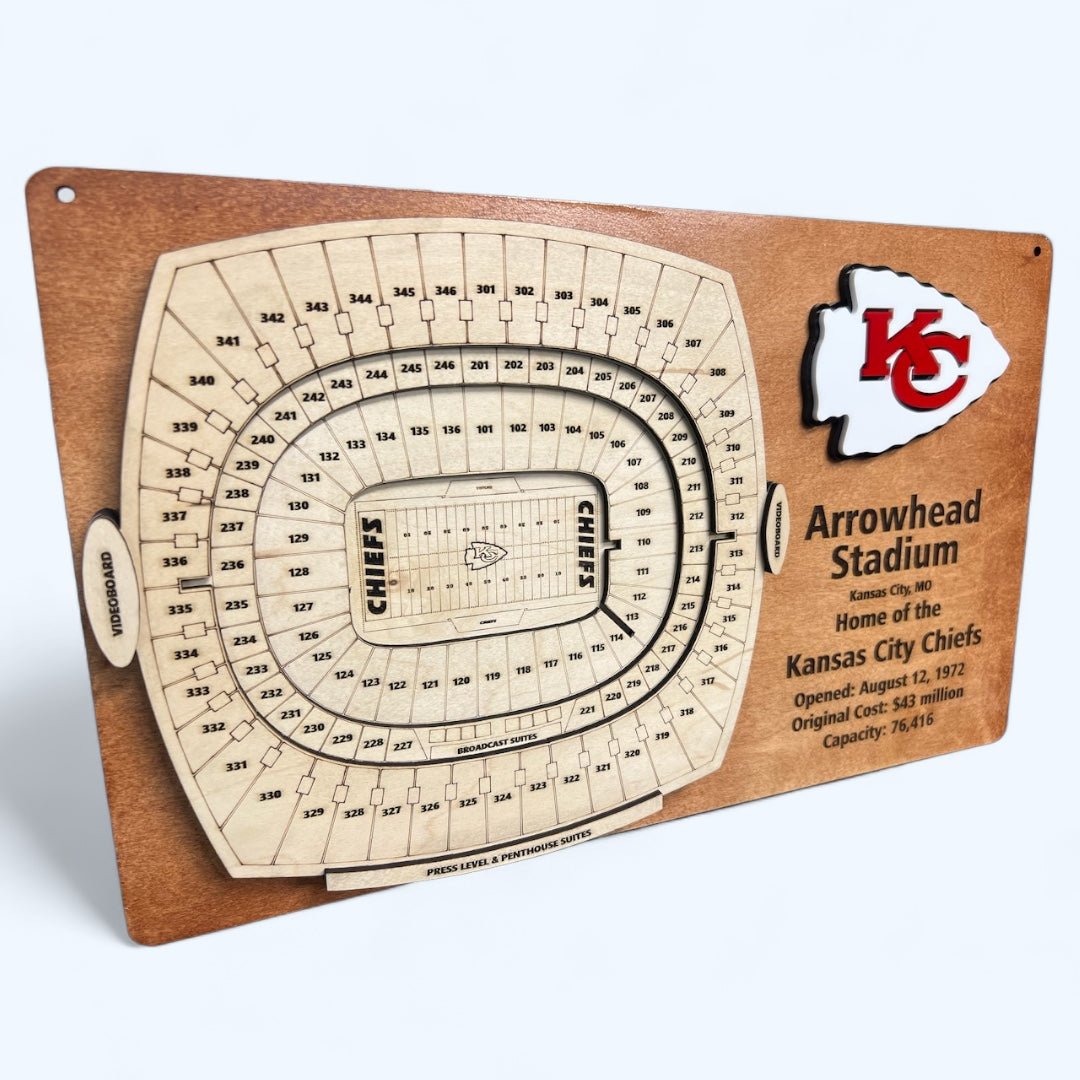 Arrowhead Display/Kansas City Stadium Wooden Layered Display Art