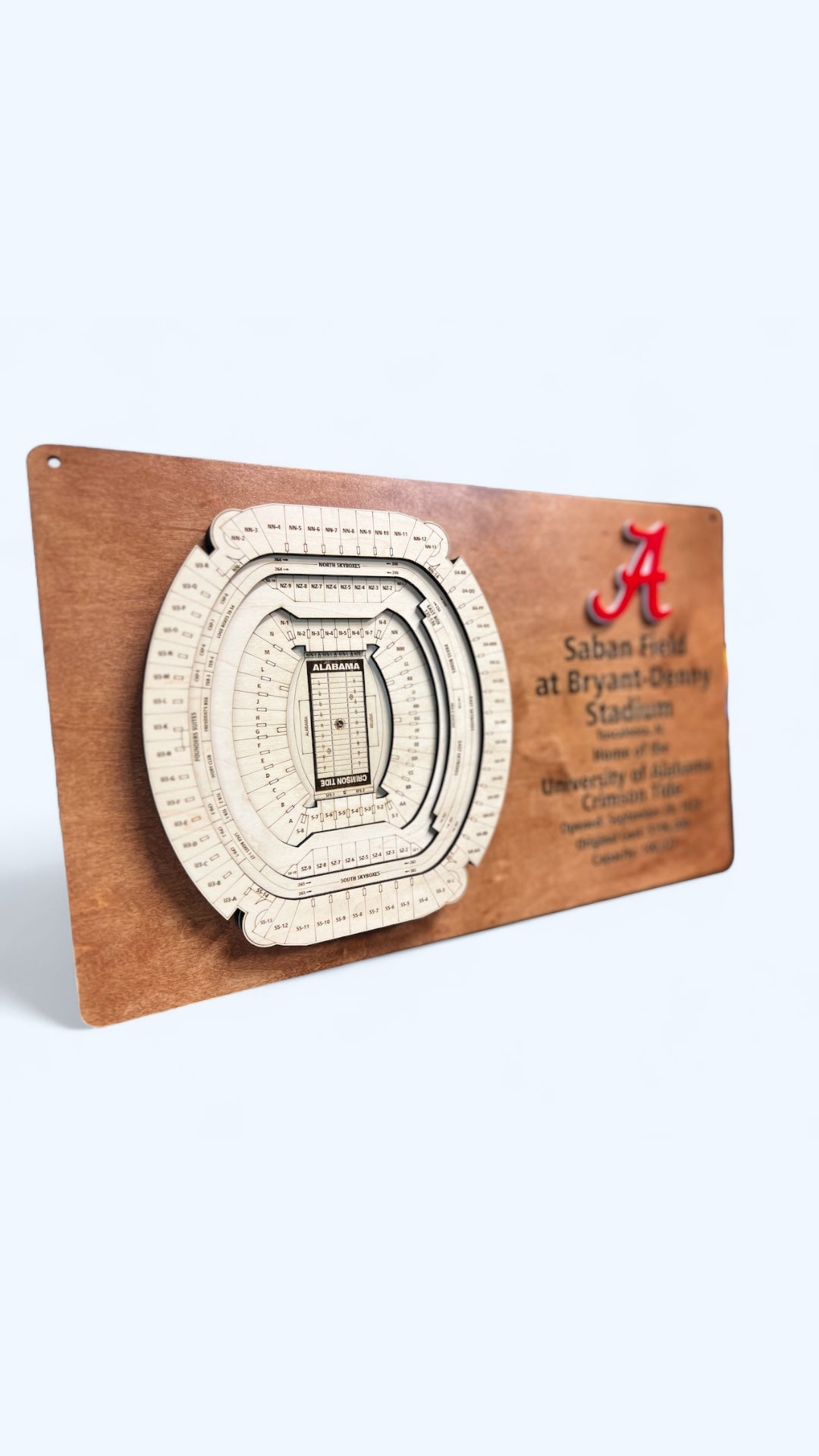 Bryant-Denny Football/Alabama Stadium Wooden Layered Display Art