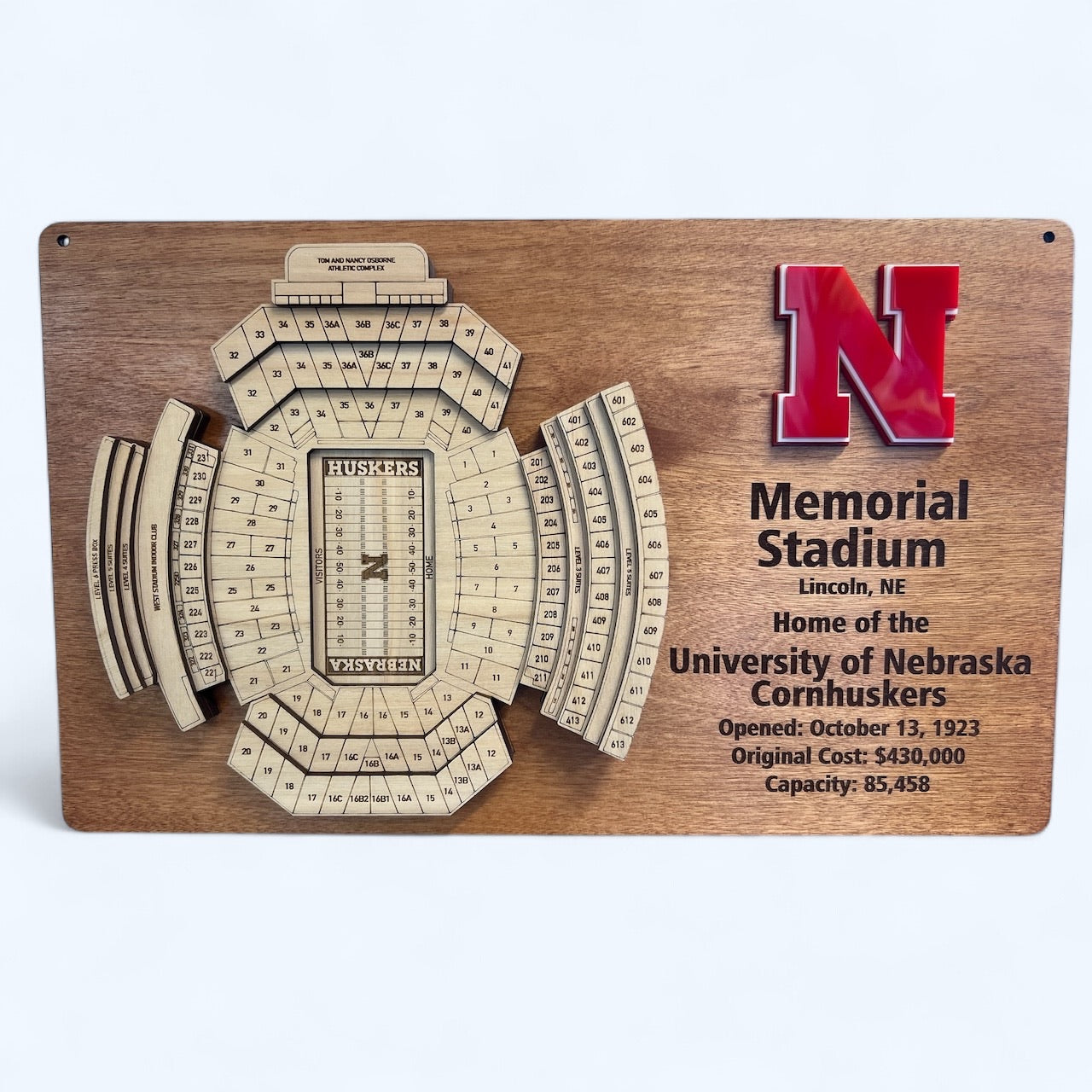 Memorial Stadium Nebraska Cornhuskers Football Stadium 3D Display Art