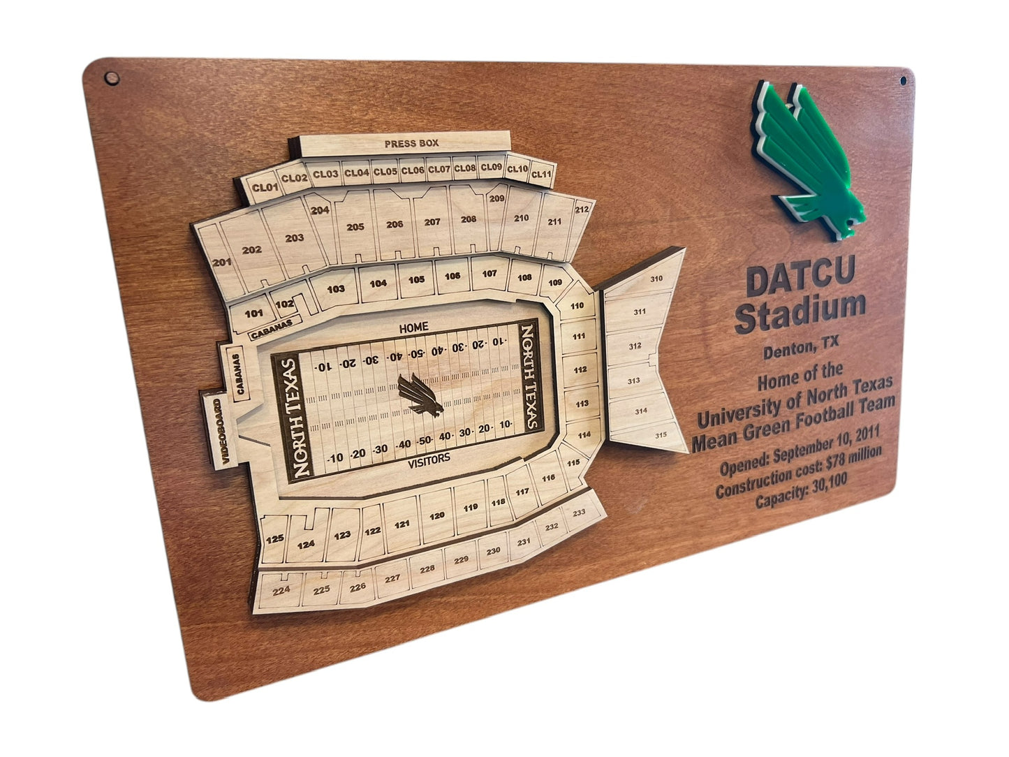 DATCU Stadium, University of North Texas Mean Green Football Team Stadium 3D Display Art
