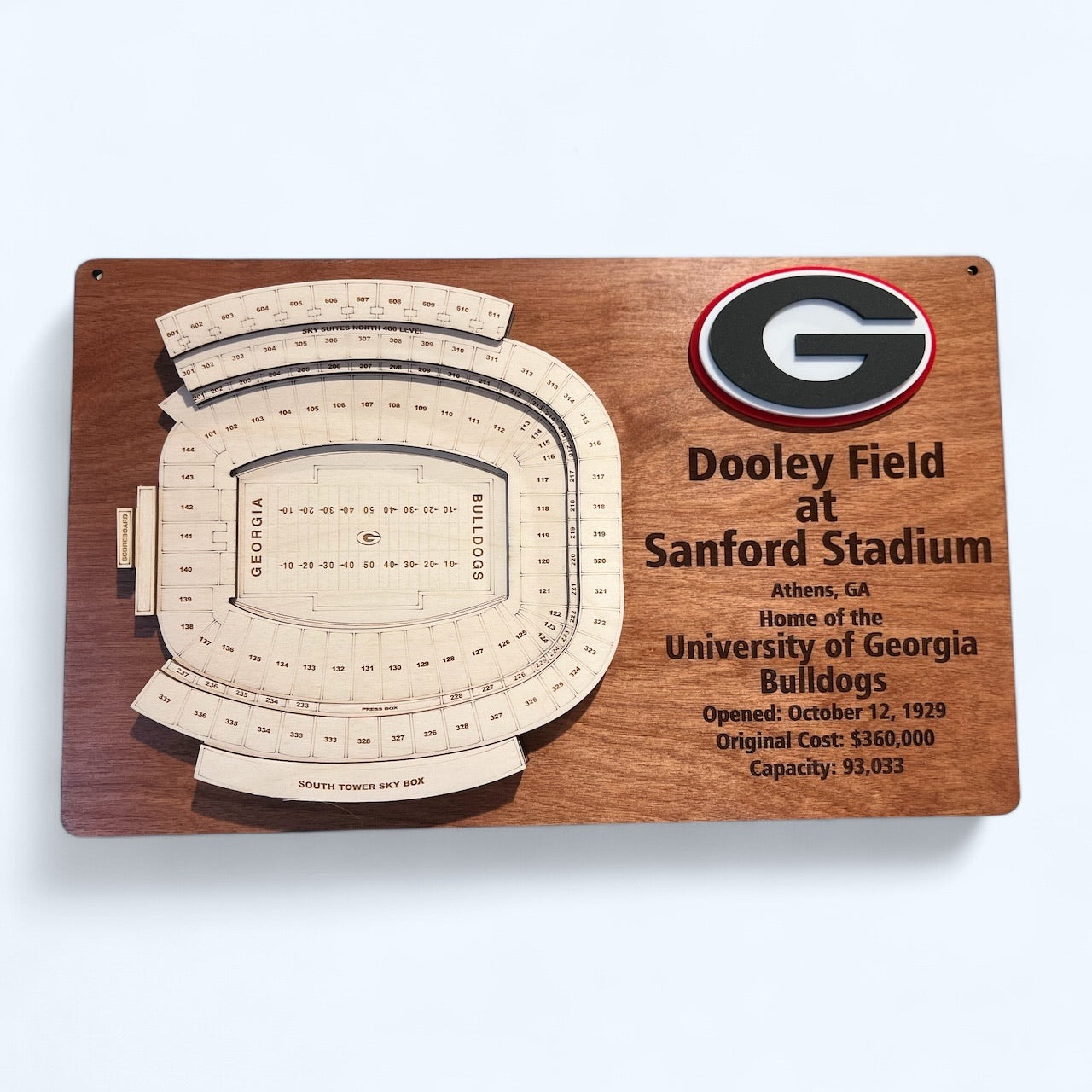 Dooley Field at Sanford Stadium, Georgia Bulldogs Football Stadium 3D Display Art