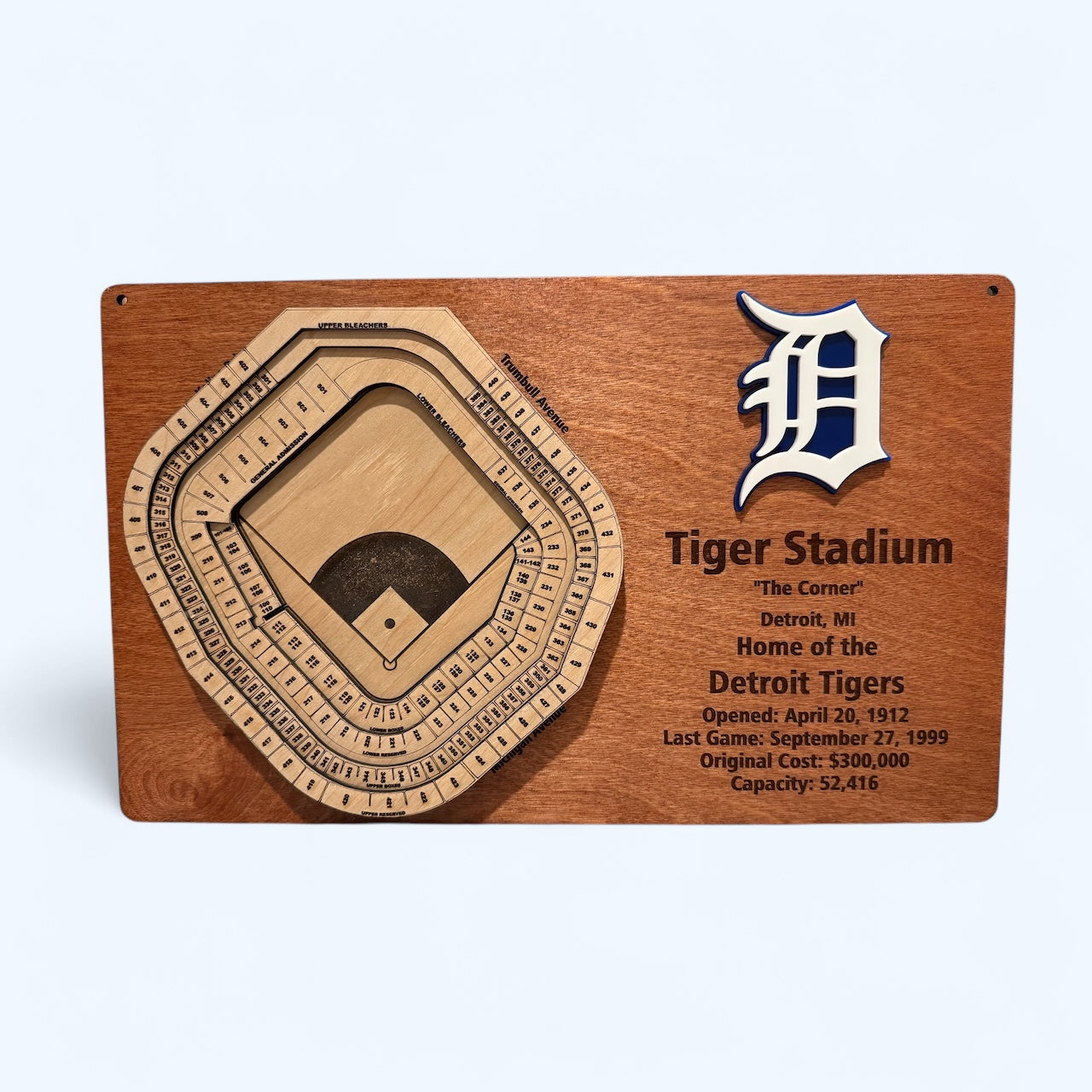 Detroit Tigers Layered Tiger Stadium Display - 3D Baseball Art for Ultimate Fan Decor, MLB Memorabilia, Man Cave Centerpiece