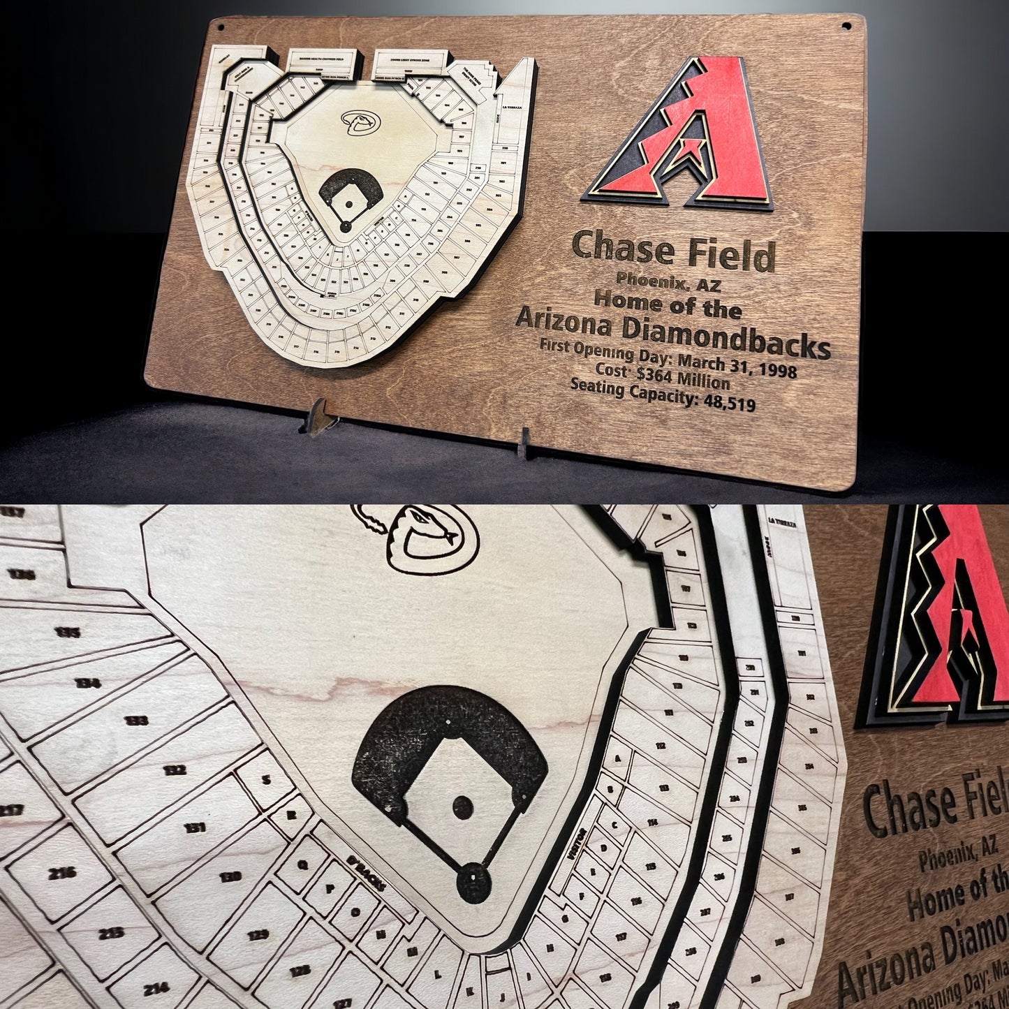 Chase Field/Arizona Diamondbacks - 3D Baseball Art for Ultimate Fan Decor, MLB Memorabilia, Man Cave Centerpiece