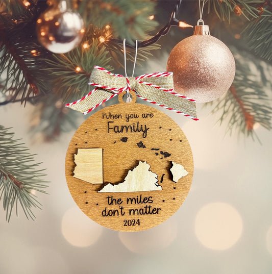 Distance Family State Ornament, Custom