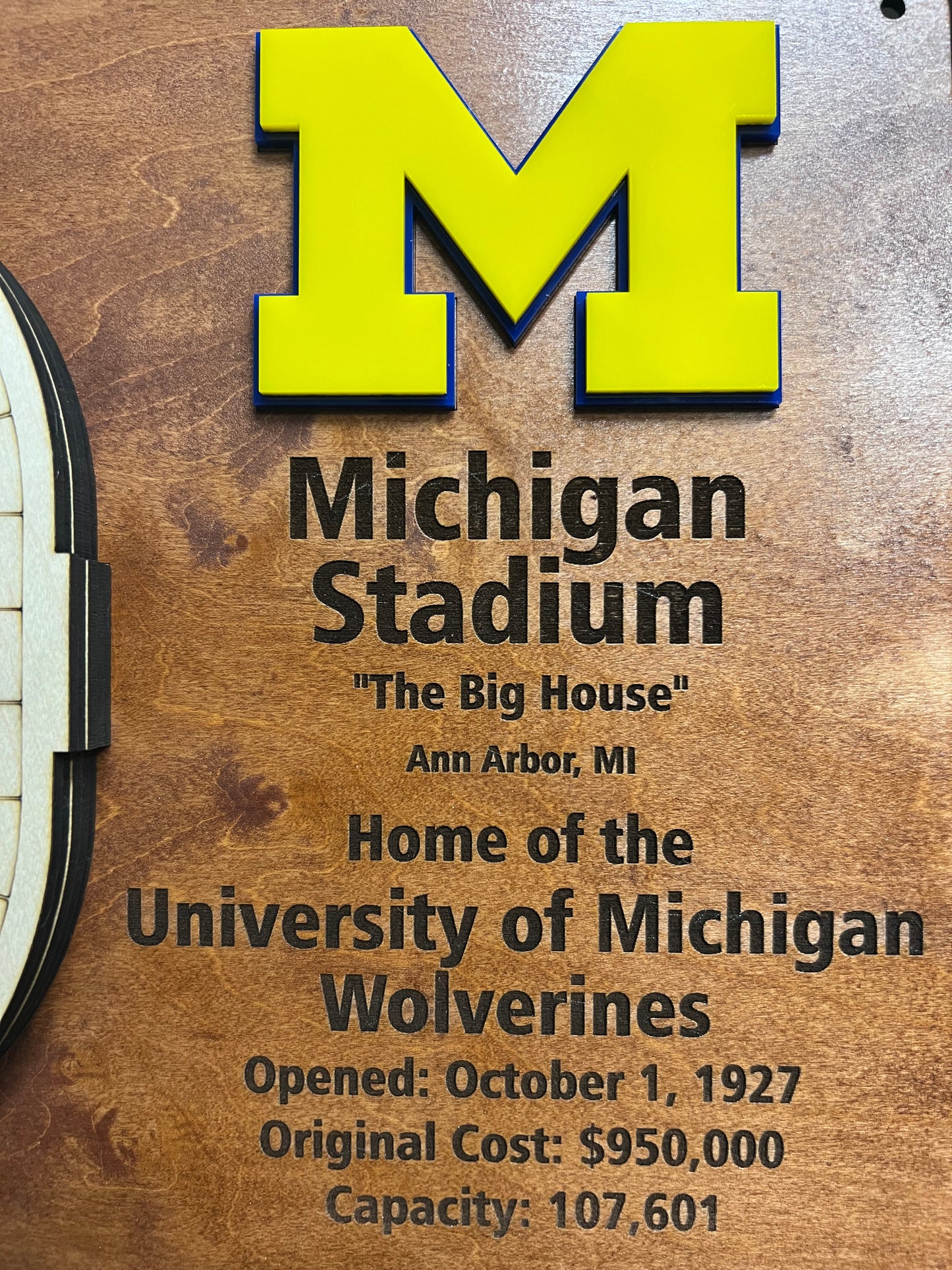 Michigan Stadium/Michigan Wolverines 3D Display Art