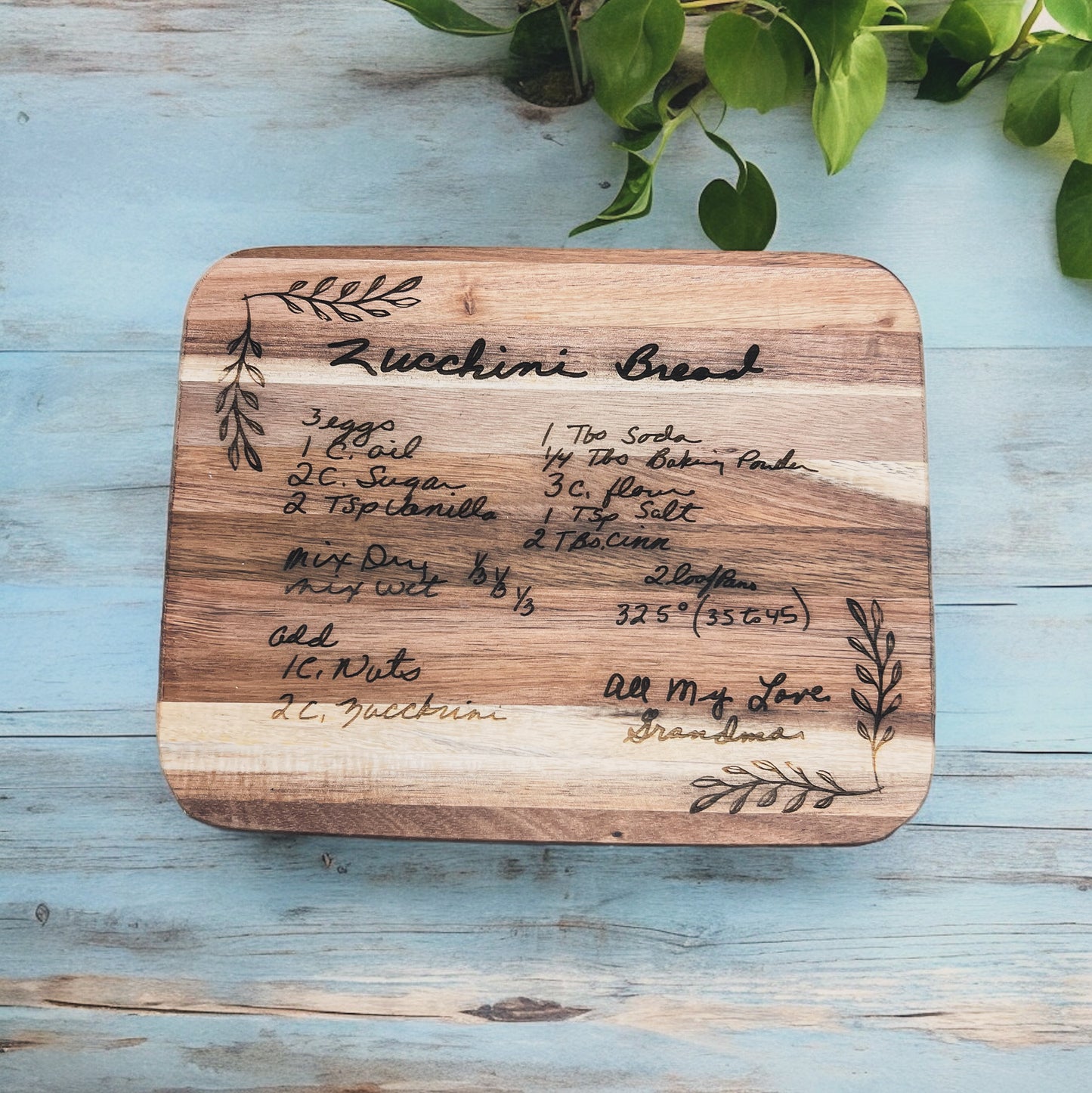 Handwritten recipe cutting board / charcuterie board