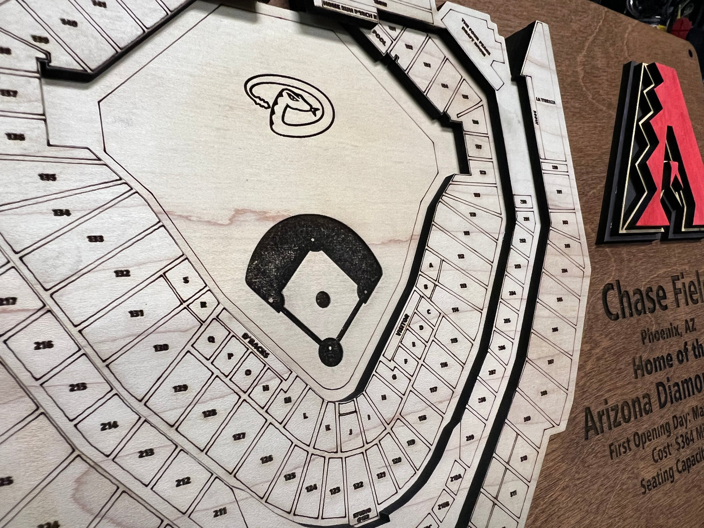 Chase Field/Arizona Diamondbacks - 3D Baseball Art for Ultimate Fan Decor, MLB Memorabilia, Man Cave Centerpiece