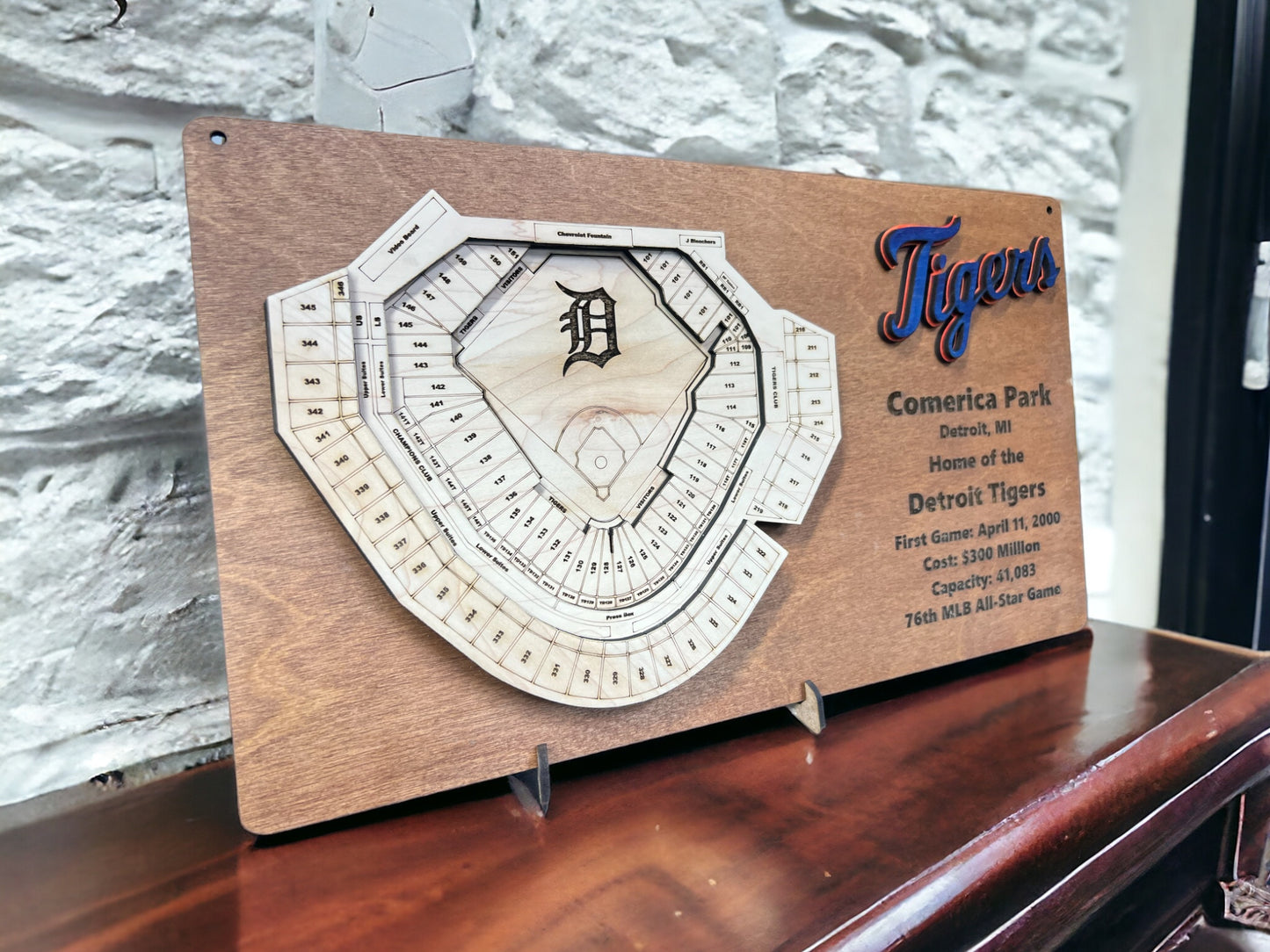 Detroit Tigers Layered Comerica Park Display - 3D Baseball Art for Ultimate Fan Decor, MLB Memorabilia, Man Cave Centerpiece