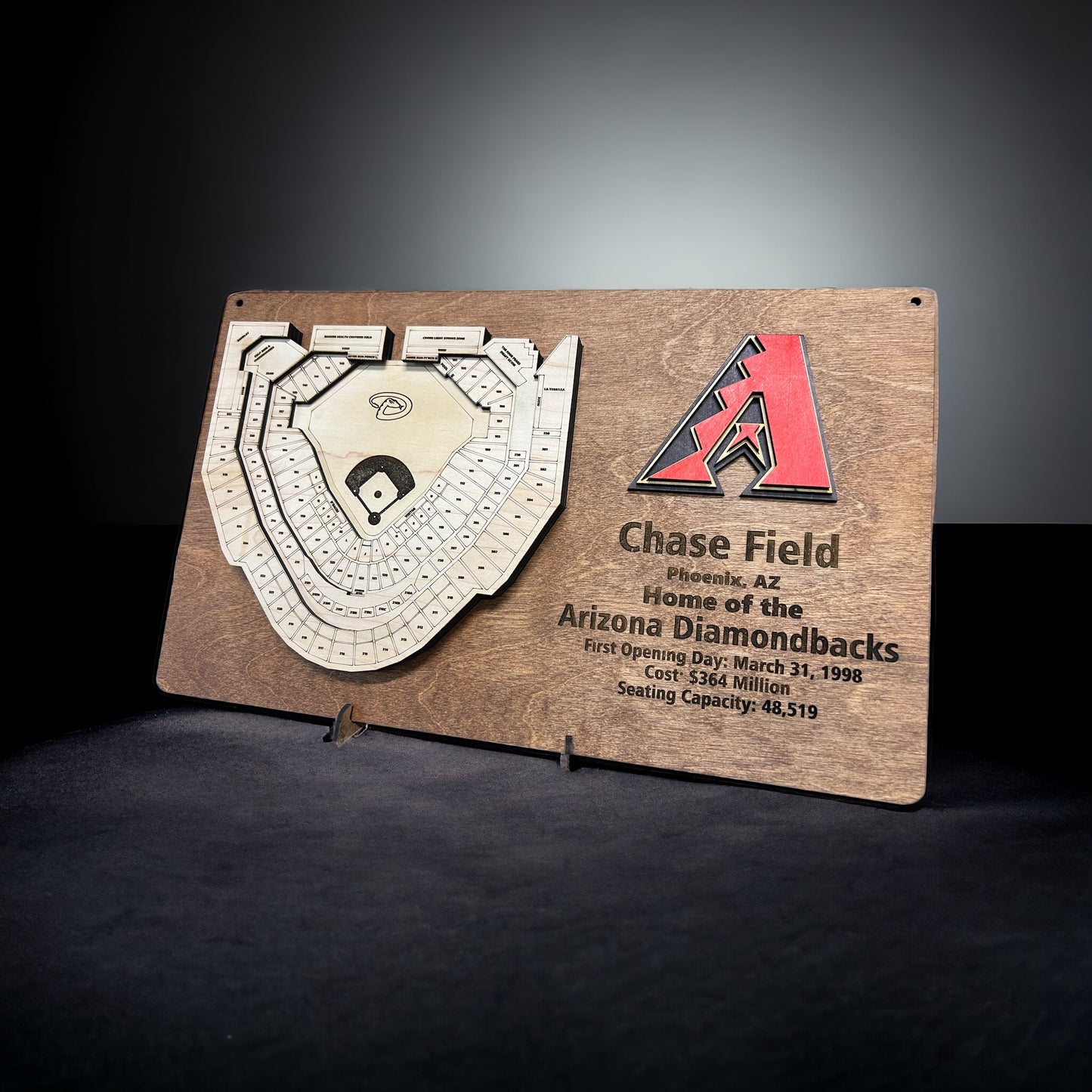 Chase Field/Arizona Diamondbacks - 3D Baseball Art for Ultimate Fan Decor, MLB Memorabilia, Man Cave Centerpiece