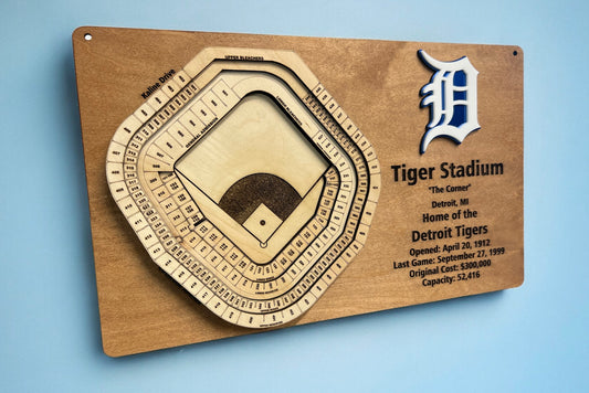 Detroit Tigers Layered Tiger Stadium Display - 3D Baseball Art for Ultimate Fan Decor, MLB Memorabilia, Man Cave Centerpiece