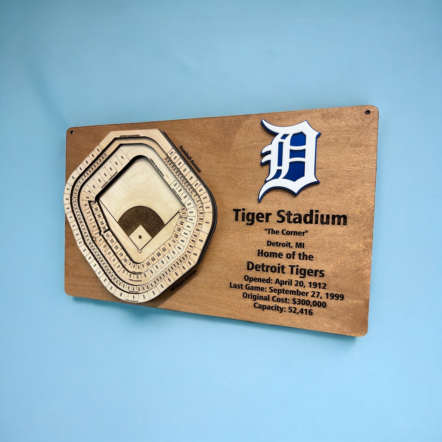 Detroit Tigers Layered Tiger Stadium Display - 3D Baseball Art for Ultimate Fan Decor, MLB Memorabilia, Man Cave Centerpiece