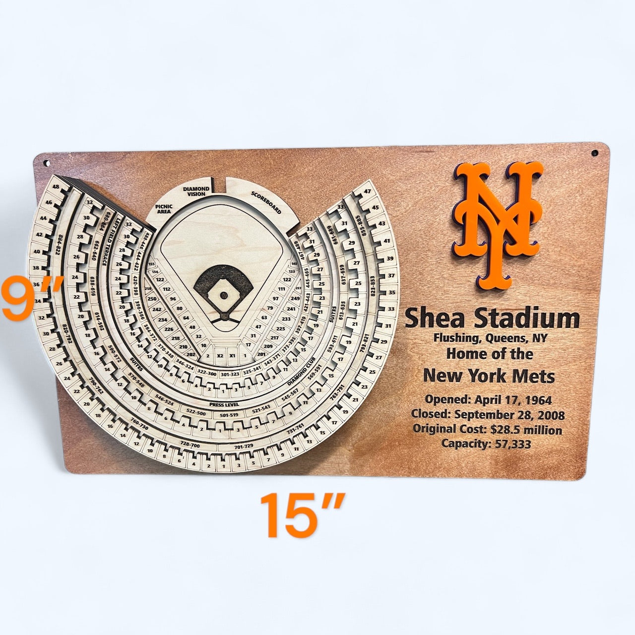 Shea Stadium Layered New York Mets Stadium Display - 3D Baseball Art for Ultimate Fan Decor, MLB Memorabilia, Man Cave Centerpiece