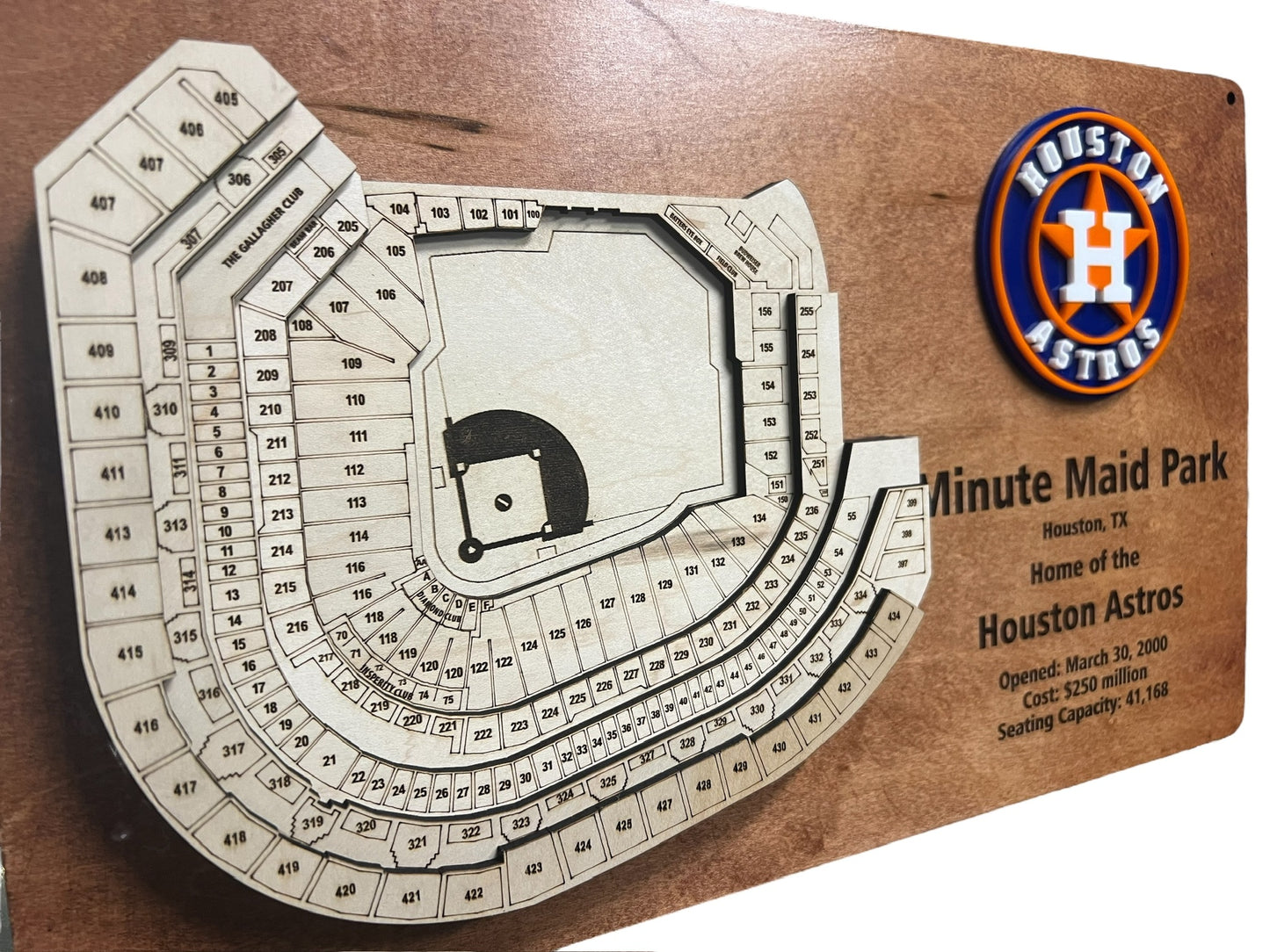 Minute Maid Park Stadium Layered Huston Astros Stadium Display - 3D Baseball Art for Ultimate Fan Decor, MLB Memorabilia, Man Cave Centerpiece