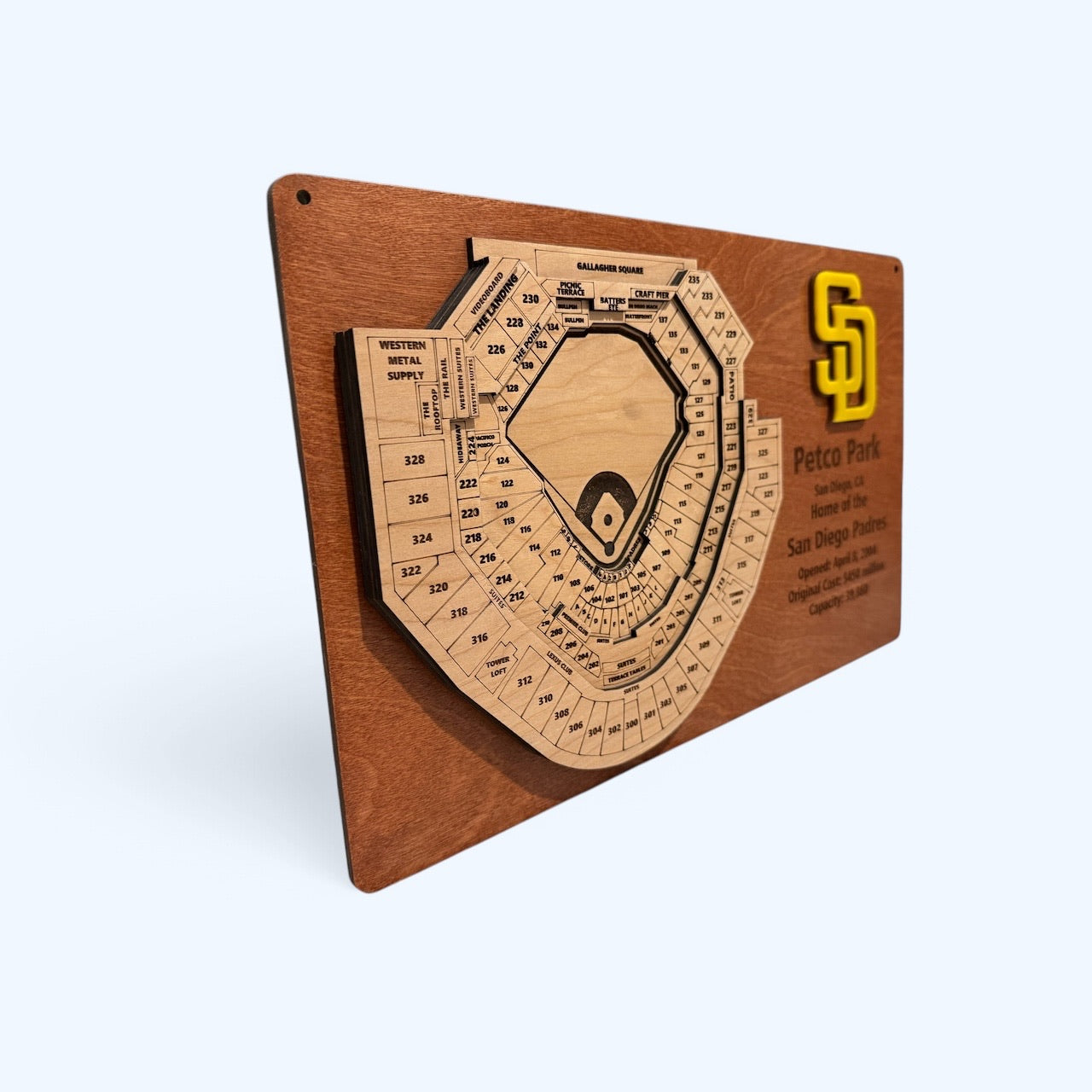 Petco Park Stadium Layered San Diego Padres Stadium Display - 3D Baseball Art for Ultimate Fan Decor, MLB Memorabilia, Man Cave Centerpiece