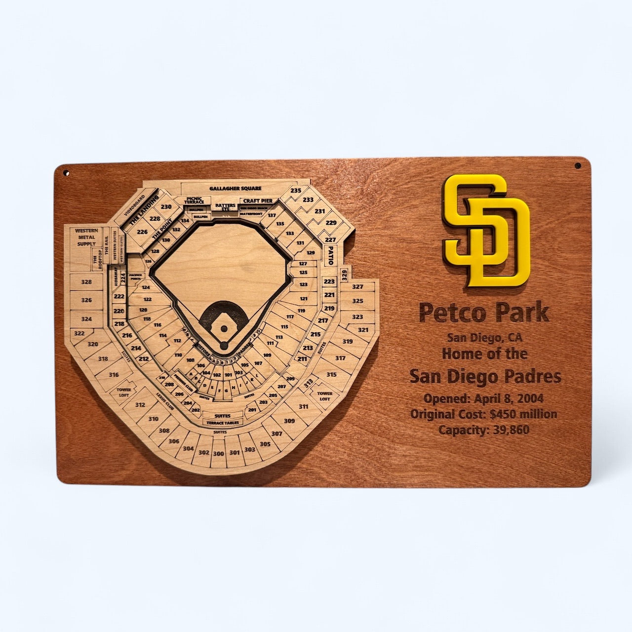 Petco Park Stadium Layered San Diego Padres Stadium Display - 3D Baseball Art for Ultimate Fan Decor, MLB Memorabilia, Man Cave Centerpiece